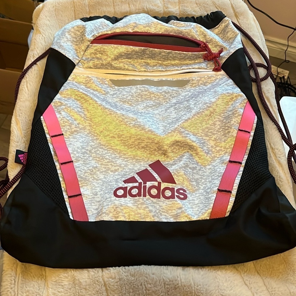 #20.Adidas Pink and Black Backpack